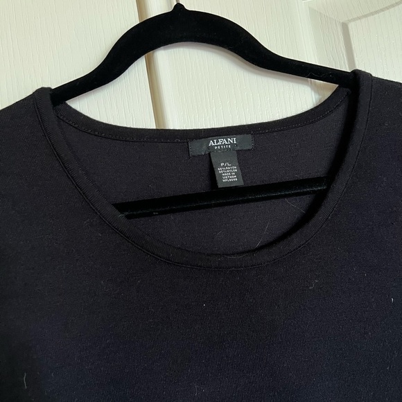 Alfani black crew neck sweater tunic with gold zipper‎ pockets Petite Large LP - Picture 4 of 6